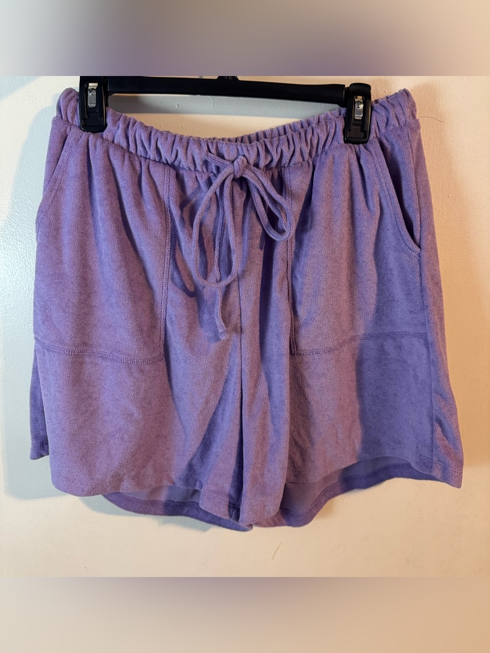 Zenana Outfitters Lavender Terry Drawstring Shorts